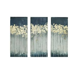 Anky 3-Piece Unframed Art Print 35 in. x 15 in. Gold Foil Abstract Canvas Wall Art Set