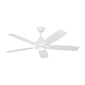 Lowden 52 in. LED Indoor/Outdoor Matte White Ceiling Fan with Light Kit, Remote Control and Reversible Motor