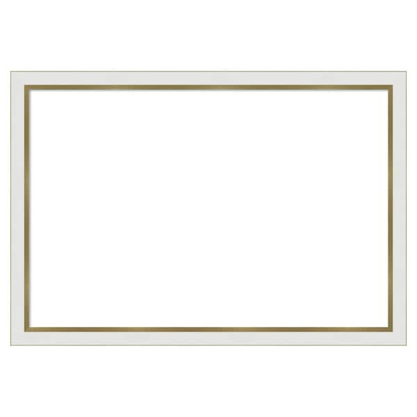 Amanti Art Eva Narrow White Gold 39 in. x 27 in. Polystyrene Framed Dry Erase Magnetic Memo Board