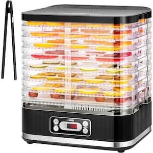 Electric 8-Tray Black Food Dehydrator with Digital Timer and Temperature Control