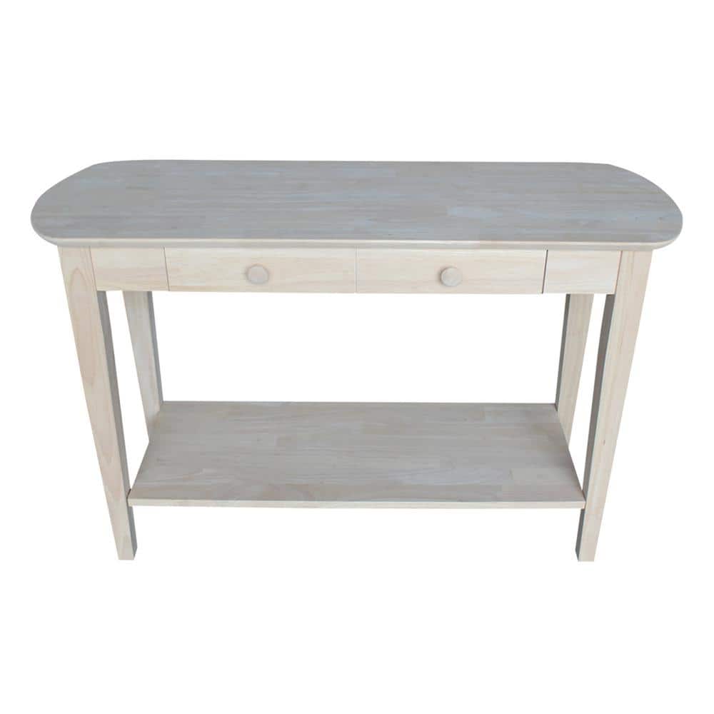 Unfinished Parawood Philips Oval Sofa Table with Storage