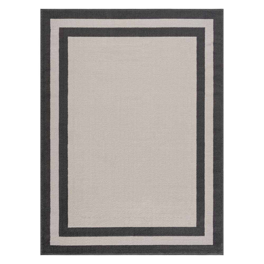 CAMILSON Cream/Grey 3 ft. x 5 ft. Bordered Area Rug CRY1003-CRM-3x5-HD ...