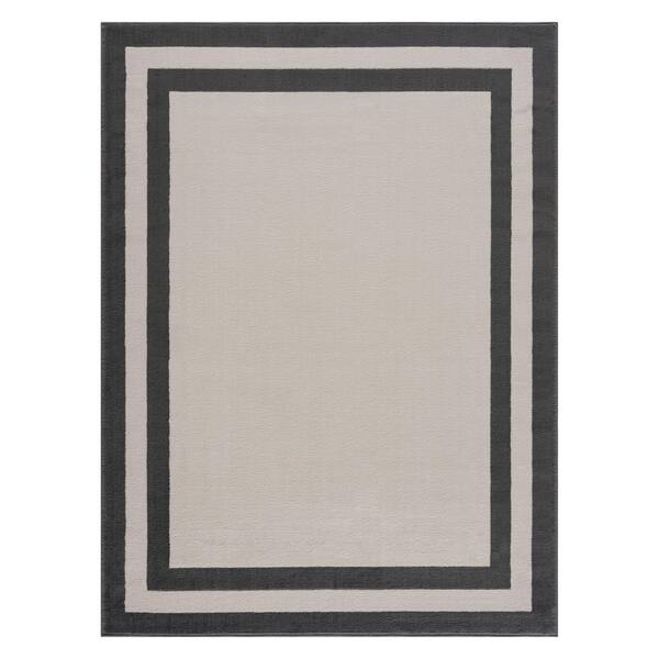 CAMILSON Cream/Grey 3 ft. x 5 ft. Bordered Area Rug CRY1003-CRM-3x5-HD ...