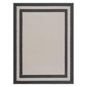 Cream/Grey 3 ft. x 5 ft. Bordered Area Rug