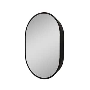 24 in. W x 36 in. H Oval Black Metal Framed Wall Mount Medicine Cabinet with Mirror