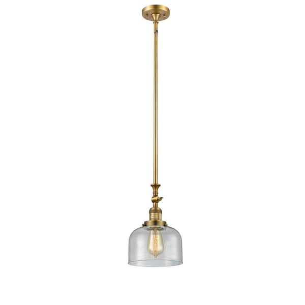 Innovations Bell 1-Light Brushed Brass Bowl Pendant Light with Seedy Glass Shade