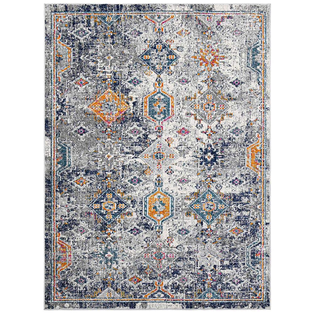 Montana Blue and Orange Rectangular Geometric Area Rug