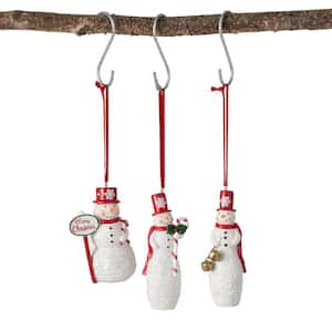 4 in. x 4.5 in. and 4.5 in. Jolly Snowman Ornament - Set of 3, Multi-Colored Christmas Ornaments