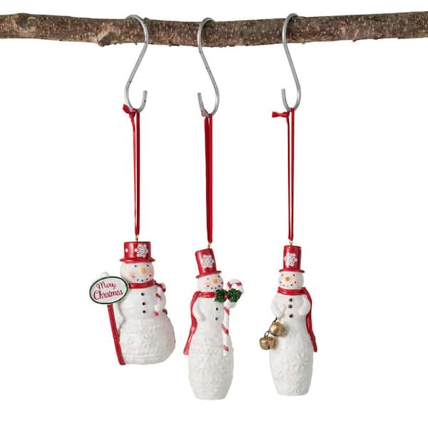 SULLIVANS 4 in. x 4.5 in. and 4.5 in. Jolly Snowman Ornament - Set of 3, Multi-Colored Christmas Ornaments