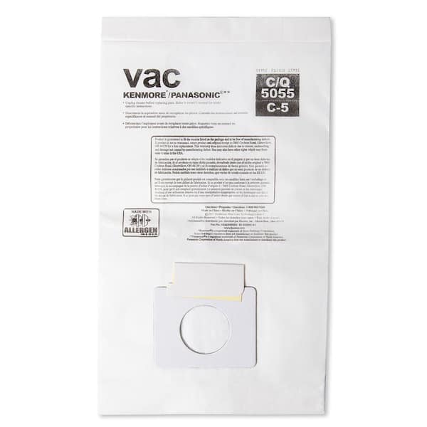 VAC Kenmore/Panasonic Type 5055/C-5 Vacuum Bags (3-Pack) AA13470 - The Home  Depot