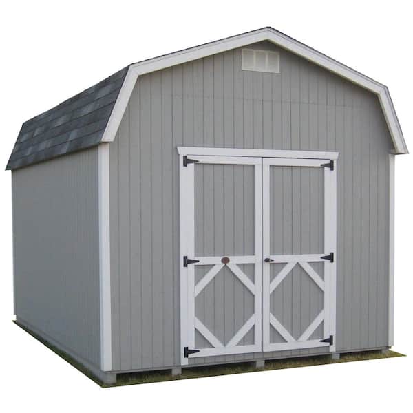 Little Cottage Co. Classic Gambrel 10 ft. x 12 ft. Wood Storage Building Precut Kit with 6 ft. Sidewalls with Floor