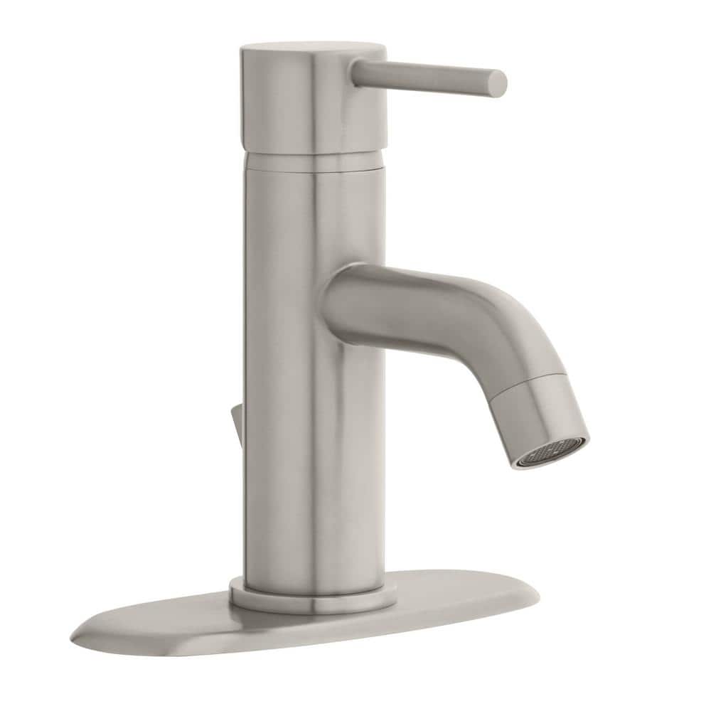 Glacier Bay Modern Single Hole Single Handle Low Arc Bathroom Faucet In Brushed Nickel Hd67732w 6004 The Home Depot