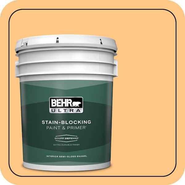 BEHR ULTRA 5 gal. #P240-4 Mango Tango Extra Durable Semi-Gloss Enamel Interior Paint & Primer