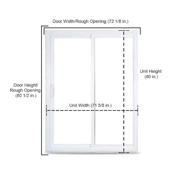 72 in. x 80 in. 70 Series White Sliding Vinyl Patio Door, Low-E SC Argon Glass, DP30, Universal Handing