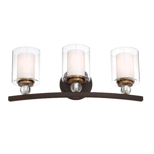 Studio 5 Collection 3-Light Painted Bronze with Natural Brushed Brass Bath Light