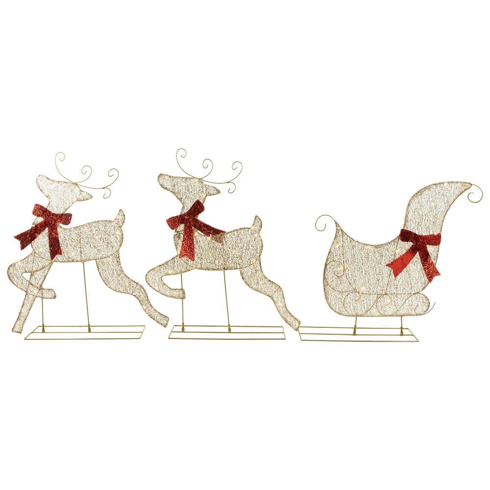 24 in. 3 Pieces LED Lighted Reindeer and Sleigh Outdoor Christmas Decoration price history on PriceWatchPro