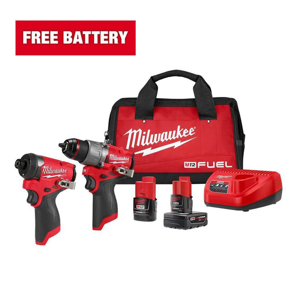 Milwaukee M12 FUEL 12-Volt Lithium-Ion Brushless Cordless Hammer Drill and Impact Driver Combo Kit w/2 Batteries and Bag (2-Tool) 3497-22 - The Home Depot