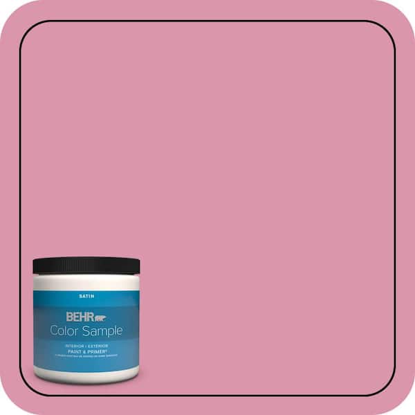 BEHR PREMIUM PLUS 8 oz. #110B-4 Foxy Pink Satin Enamel Interior/Exterior Paint & Primer Color Sample