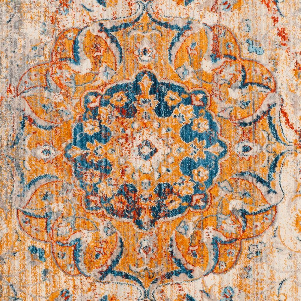 Vintage Blue Round Synthetic Easy Care Area Rug