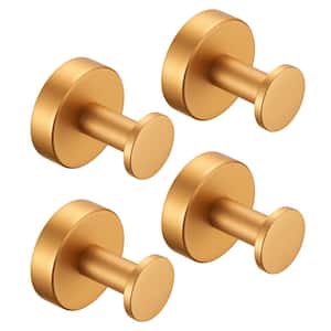 Round Base Wall Hanging Coat Knob Robe/Towel Hook in Golden Gold with Screws- 4 Pack