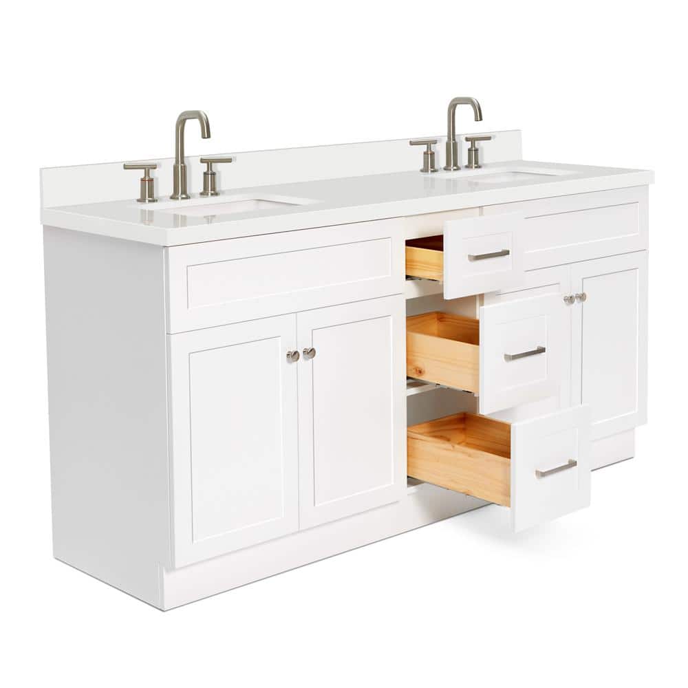 Hamlet 73" White Freestanding Double Vanity with Quartz Top