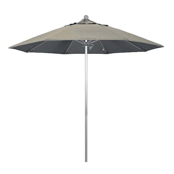 California Umbrella 9 ft. Silver Aluminum Commercial Market Patio Umbrella with Fiberglass Ribs and Push Lift in Spectrum Dove Sunbrella