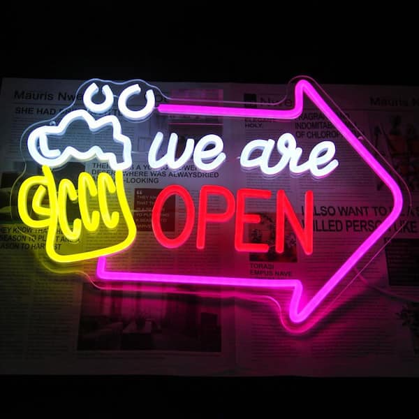 Afoxsos Open Arrow Series Acrylic Neon LED Wall Sign Dimmable