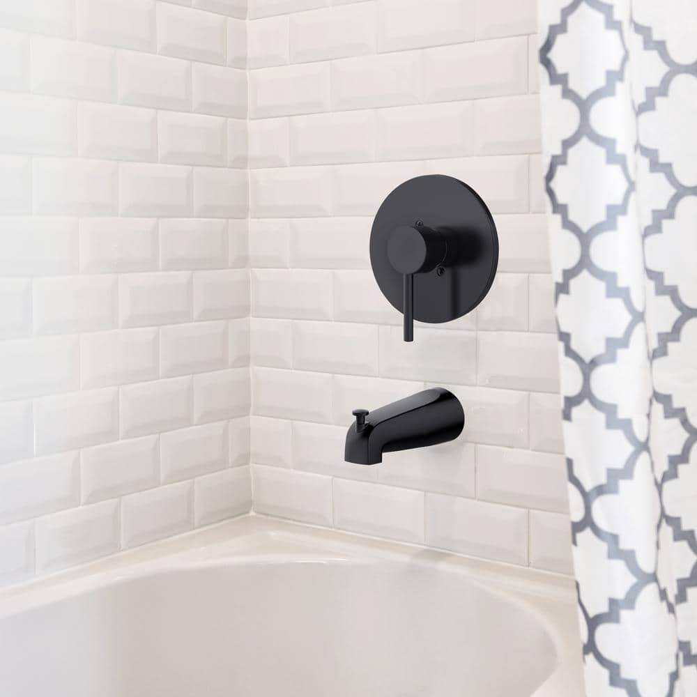 Matte Black Wall Mounted Tub Spout with Diverter