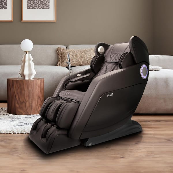 Hiro LT Series Brown Faux Leather Reclining 3D Massage Chair with Japanese Brushless Motor and Zero Gravity