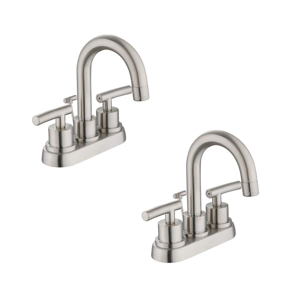 Glacier Bay Dorset 4 in. Centerset Double-Handle High-Arc Bathroom Faucet  in Brushed Nickel (2-Pack) HD67730W-6104 - The Home Depot