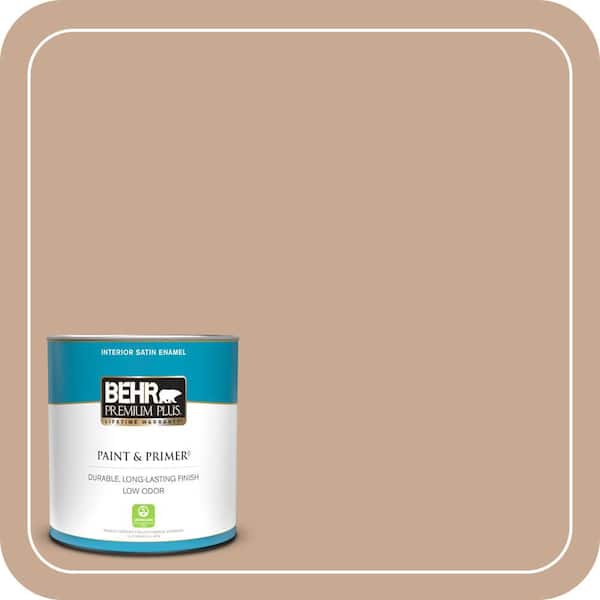 BEHR PREMIUM PLUS 1 qt. #ECC-42-1 Fox Hill Satin Enamel Low Odor Interior Paint & Primer