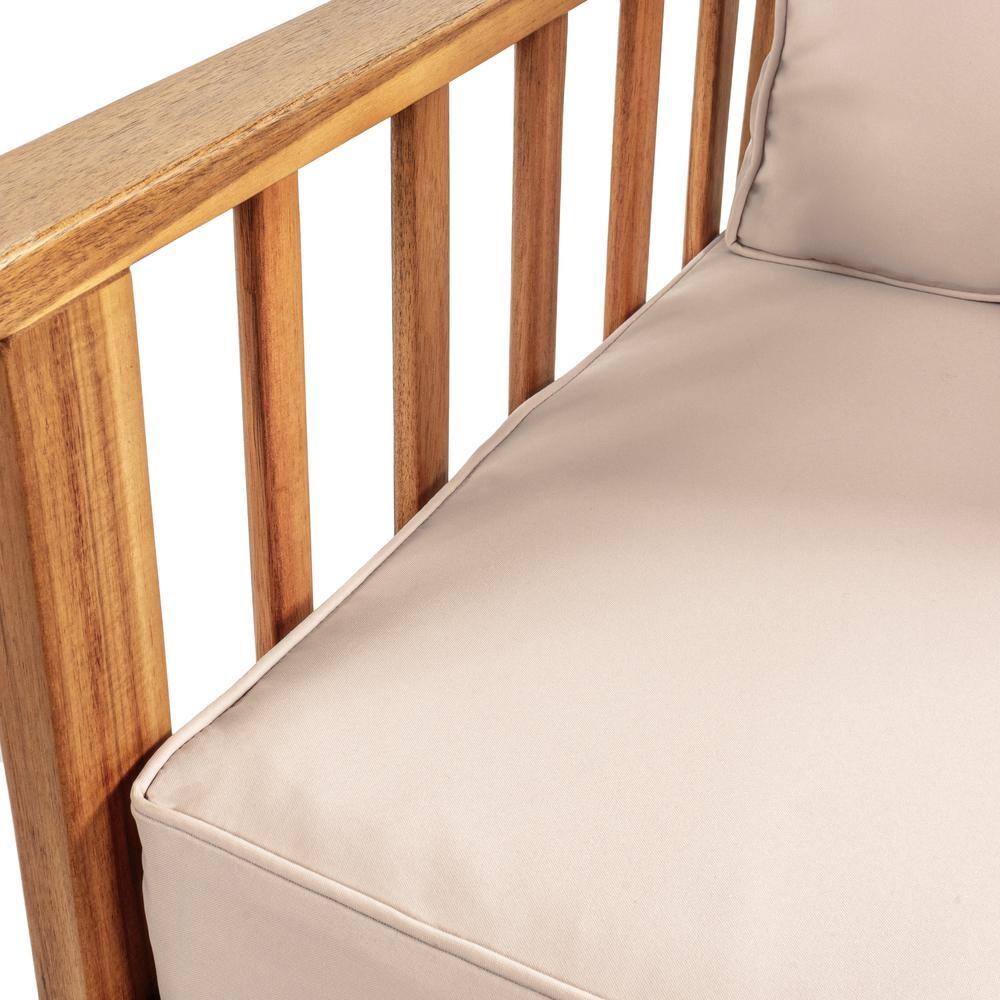 Everly 4-Piece Beige Acacia Wood Outdoor Patio Set