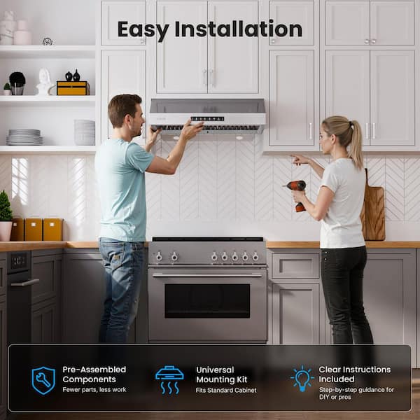 VIKIO 30 in. 938 CFM Ducted Under Cabinet Range Hood in Stainless