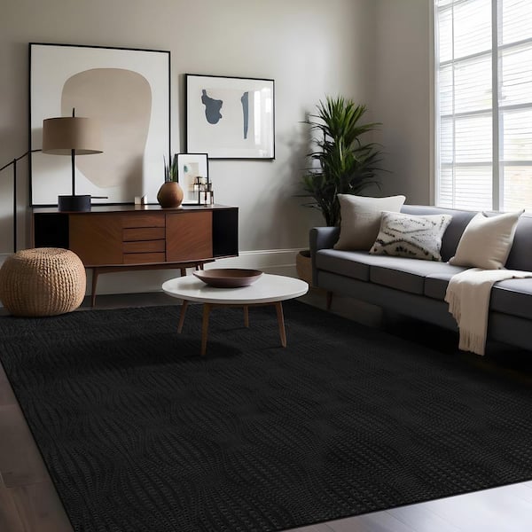 Green Room バレル CALIFORNIA Blacks Beverly Rug Serenity Black 8 ft. x 10 ft. Solid Modern Non