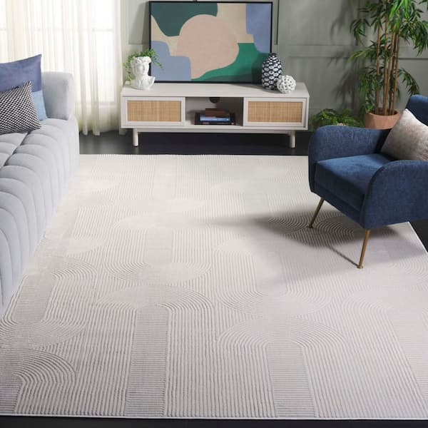 Saylor 8 ft. x 10 ft. Ivory Solid Geometric Arches Area Rug