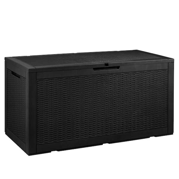 Tozey 100 Gal. Waterproof Black Large Resin Deck Box Outdoor Lockable  T-PSB1380R0 - The Home Depot