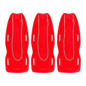 48 in. x 18 in. x 5 in. Downhill Winter Toboggan Snow Sled with Rope (Red, 3-Piece)