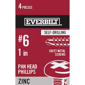 #6 x 1 in. Zinc Plated Phillips Pan Head Sheet Metal Screw (4-Pack)
