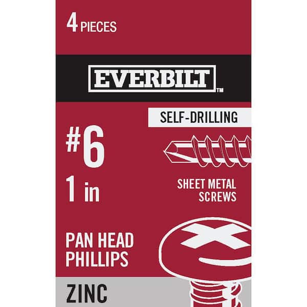 Everbilt #6 x 1 in. Zinc Plated Phillips Pan Head Sheet Metal Screw (4-Pack)