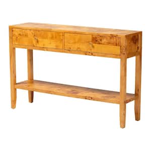 Ghina 48 in. Light Mappa Burl Rectangle Wood Console Table