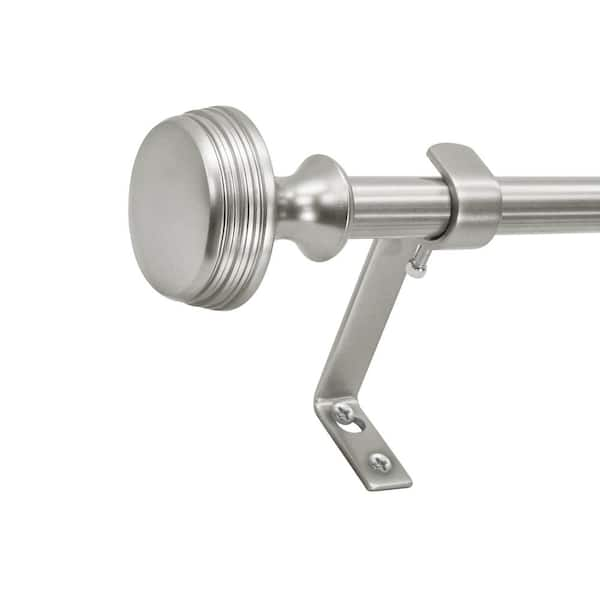 Montevilla Knob 26 in. - 48 in. Adjustable Double Curtain Rod 5/8 in. in Dark Nickel with Finial