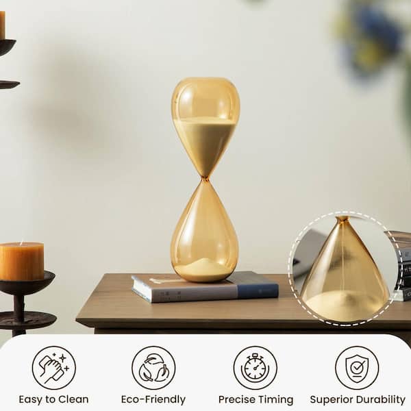 Glitzhome Modern Double-Layered Amber Hourglass with White Sand