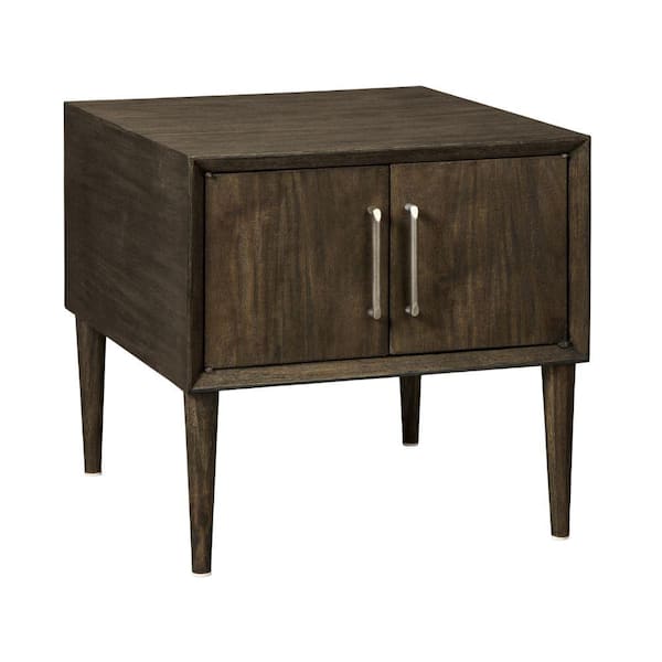 Benjara 22.13 in. Brown Square Wood End Table with Tapered Legs