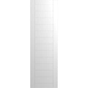 12 in. x 80 in. PVC True Fit Horizontal Slat Framed Modern Style Fixed Mount Board and Batten Shutters Pair in White