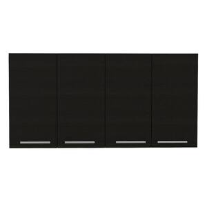47.2 in. W x 13.1 in. D x 23.6 in. H Black Wood Assembled Wall Kitchen Cabinet with Shelves and Four Doors