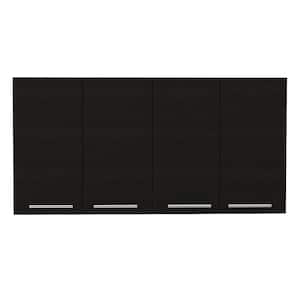 47.2 in. W x 13.1 in. D x 23.6 in. H Black Wood Ready to Assemble Wall Kitchen Cabinet with Shelves and 4-Doors