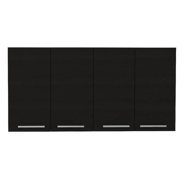 Amucolo 47.2 in. W x 13.1 in. D x 23.6 in. H Black Wood Ready to Assemble Wall Kitchen Cabinet with Shelves and 4-Doors