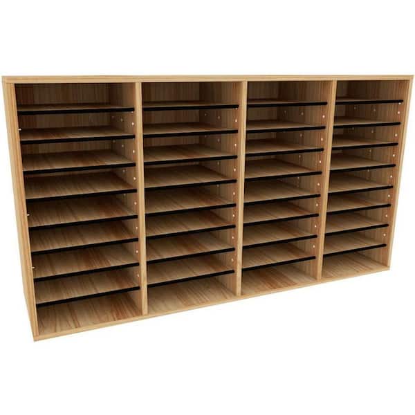 AdirOffice 12 Compartment Wood Adjustable Literature Organizer, White (2-Pack)