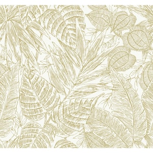 Brentwood Yellow Textured Palm Leaves Non-Pasted Paper Weave Grasscloth Wallpaper