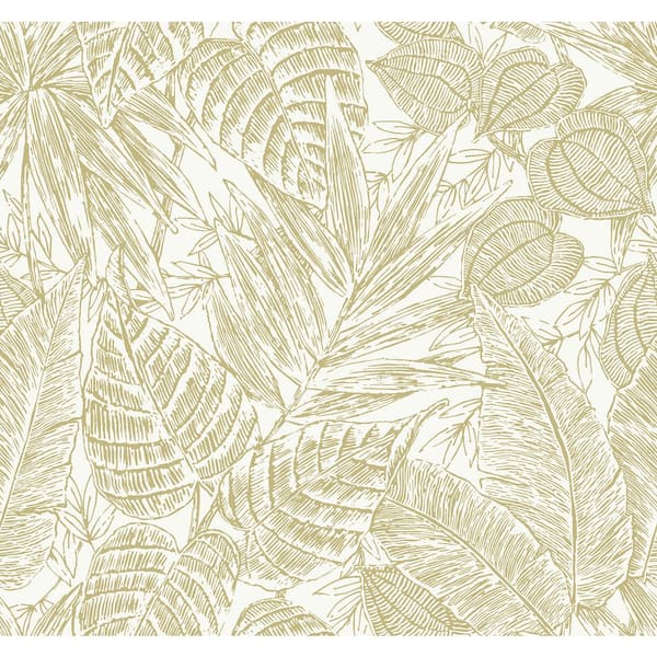 SCOTT LIVING Brentwood Yellow Textured Palm Leaves Non-Pasted Paper Weave Grasscloth Wallpaper